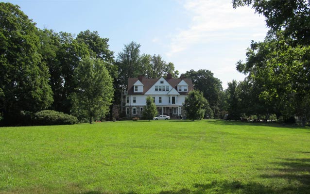 Mill-Rae House South elevation and lawn, looking northeast