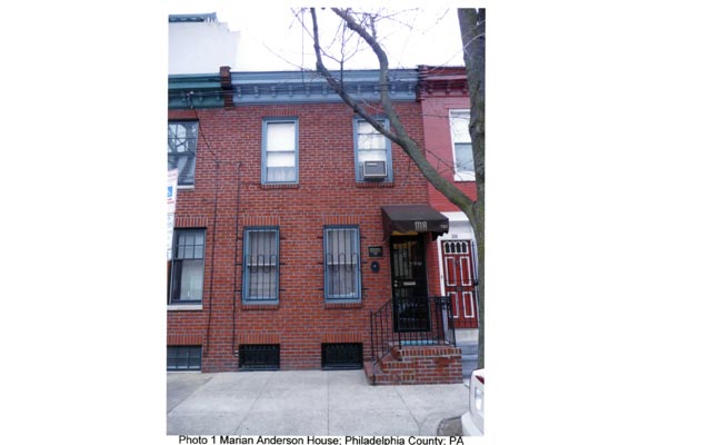 Brick front view of Marian Anderson House