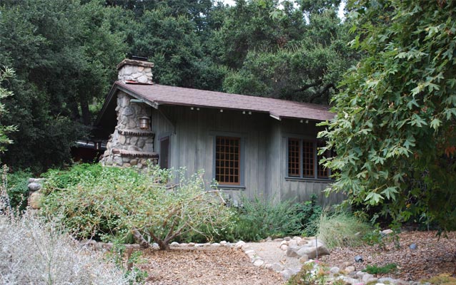 Small cabin with stone chimney
