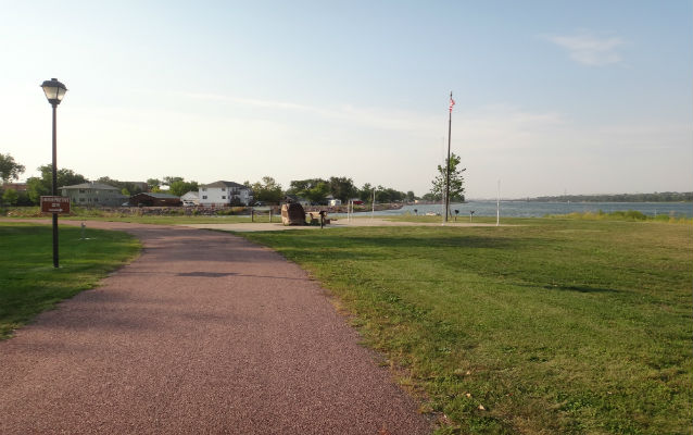 Rock path leading to river side park Rock path leading to river side park