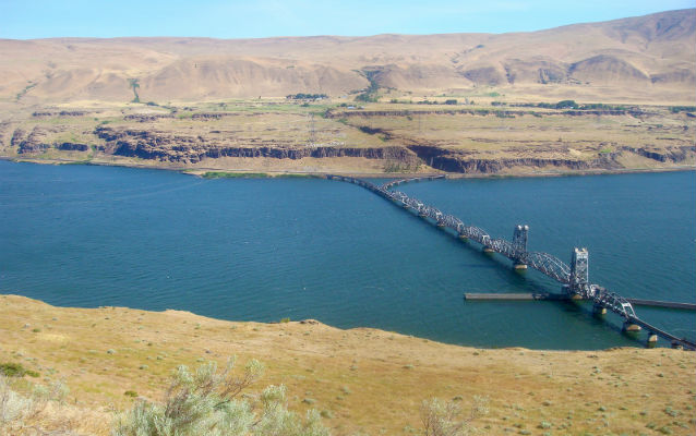 Wide river with bridge Wide river with bridge