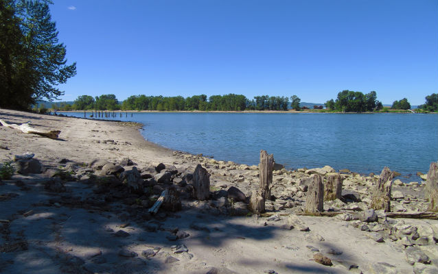 Rocky shore near river