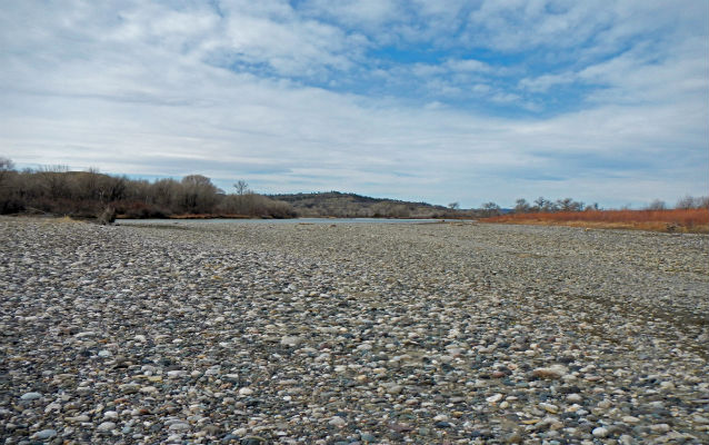 Rocky shore near river