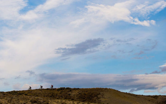 Mountain bikers on a hill