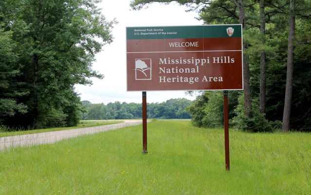 Brown interstate sign with the words 