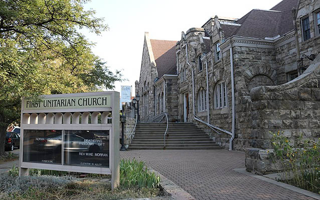 Stone exterior of the church. Photo by Jeffrey Beall, CC BY SA 2.0