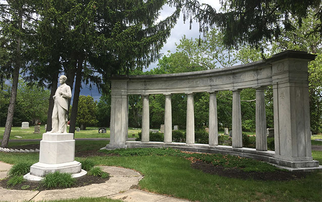 Peter J. McGuire Memorial Statue in front of Colonnade