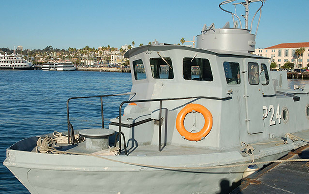 View of quarterdeck of patrol boat from the rear