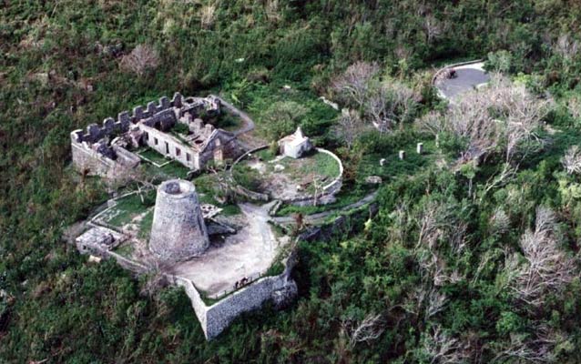 Annaberg Plantation Ruins sit atop a hill