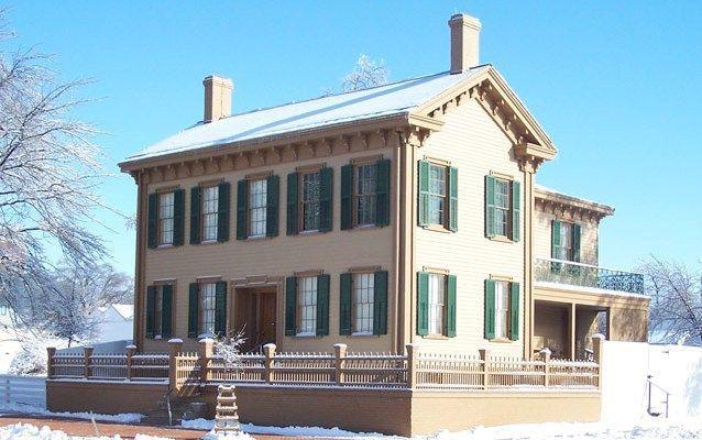 Modern photo of Lincoln Home in snow Modern photo of Lincoln Home in snow