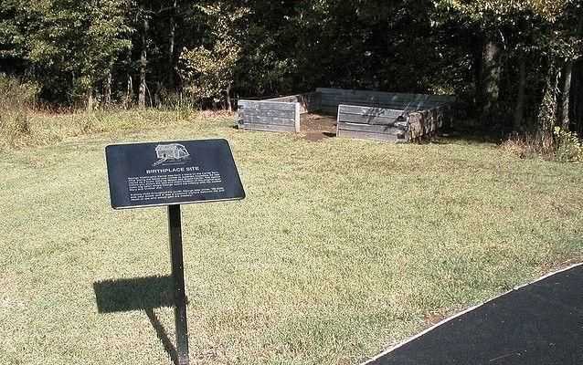 Photo of outline of the cabin where George Washington Carver was born Photo of outline of the cabin where George Washington Carver was born