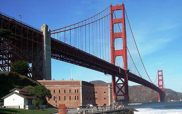Fort Point, with Golden Gate bridge in background Fort Point, with Golden Gate bridge in background