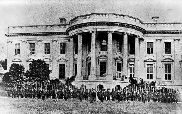 Photo of the south façade of the White House in 1861 Photo of the south façade of the White House in 1861