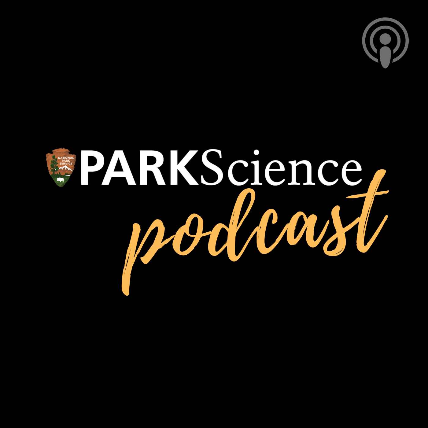 A black square with the Park Science magazine logo and the word "podcast" in gold.