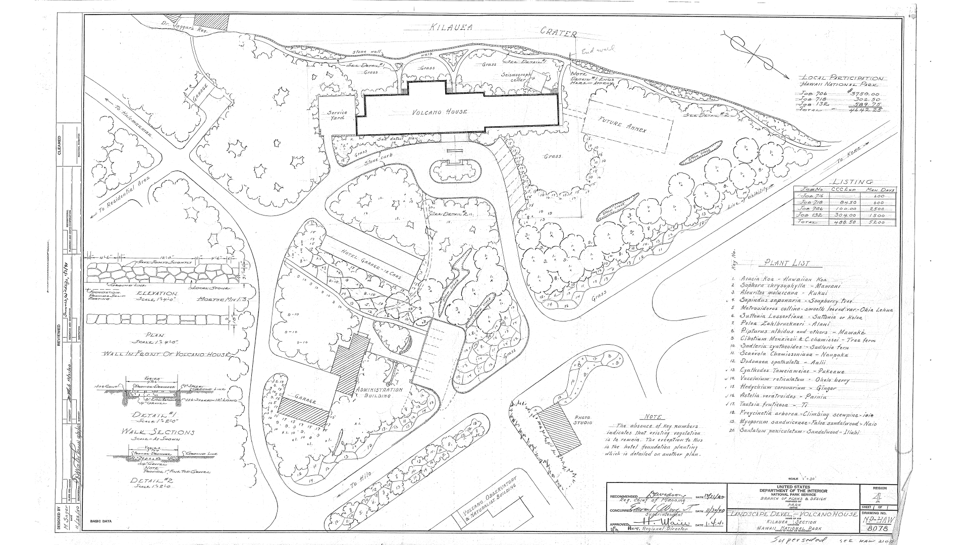1940 Landscape Development Drawing showing location of building around the national park.