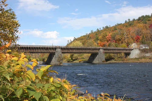 Roebling Bridge with the Delaware River passing under.