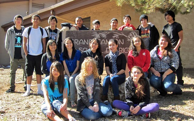 Grand Canyon School's class of 2016 pose for a group photo - 18 individuals