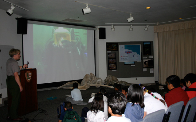 Students watching Channel Islands Live Broadcast