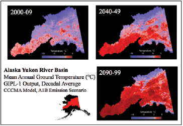 composite image of three maps with increasingly large red splotches