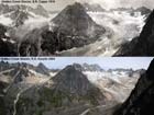 two images showing the same glacier, which has shrunk over the last 100 years