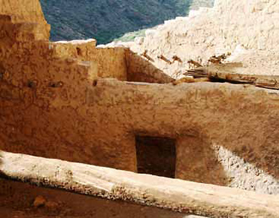 Original wooden beams and roof materials in the Upper Cliff Dwelling.
