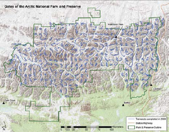 a map of mountains in gates of the arctic national park