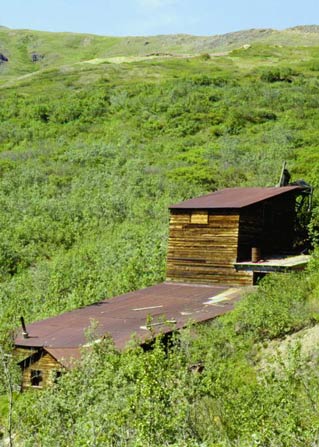 timber-framed building on a green hillside