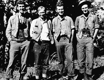 Crew of the 1935 vegetation mapping project (left to right, Mitchell, Marion, Hawbecker, Wagner) Crew of the 1935 vegetation mapping project (left to right, Mitchell, Marion, Hawbecker, Wagner)