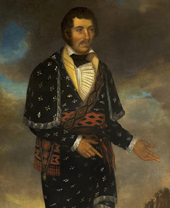 Painting of William McIntosh, wearing a ceremonial robe