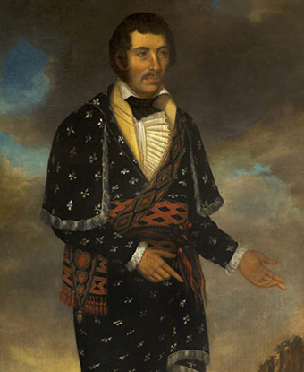 Painting of William McIntosh, wearing a ceremonial robe Painting of William McIntosh, wearing a ceremonial robe