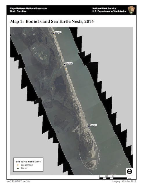 Map 1: Bodie Island Sea Turtle Nests, 2014