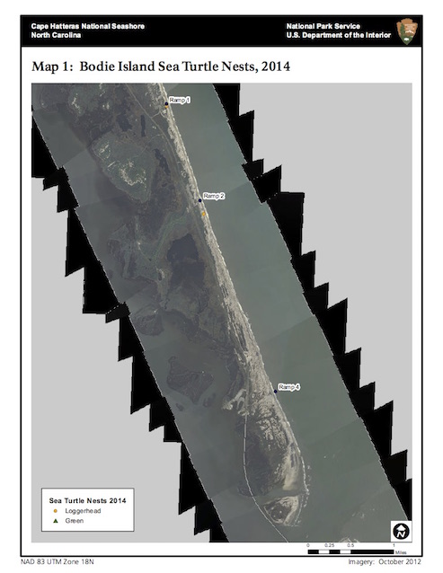 Map 1: Bodie Island Sea Turtle Nests, 2014 Map 1: Bodie Island Sea Turtle Nests, 2014