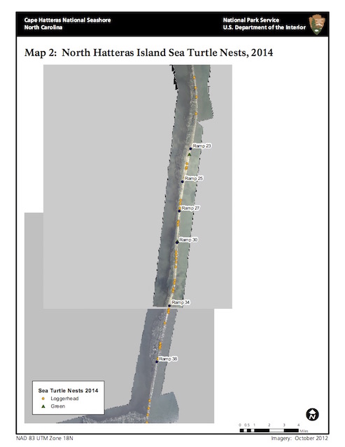 Map 2: North Hatteras Island Sea Turtle Nests, 2014