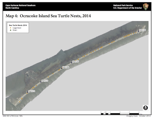 Map 4: Ocracoke Island Sea Turtle Nests, 2014