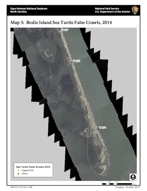 Map 5: Bodie Island Sea Turtle False Crawls, 2014