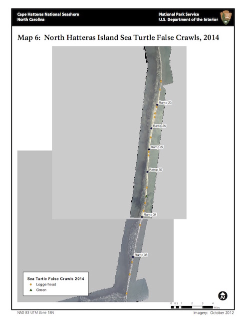 Map 6: North Hatteras Island Sea Turtle False Crawls, 2014 Map 6: North Hatteras Island Sea Turtle False Crawls, 2014
