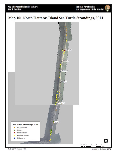 Map 10: North Hatteras Island Sea Turtle Strandings, 2014 Map 10: North Hatteras Island Sea Turtle Strandings, 2014