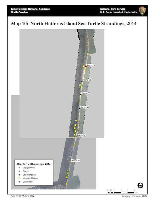 Map 10: North Hatteras Island Sea Turtle Strandings, 2014