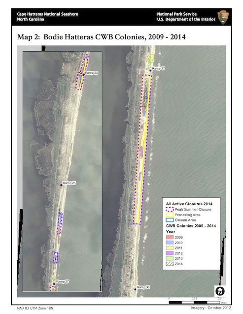 Map 2: Bodie Hatteras CWB Colonies, 2009 - 2014 Map 2: Bodie Hatteras CWB Colonies, 2009 - 2014