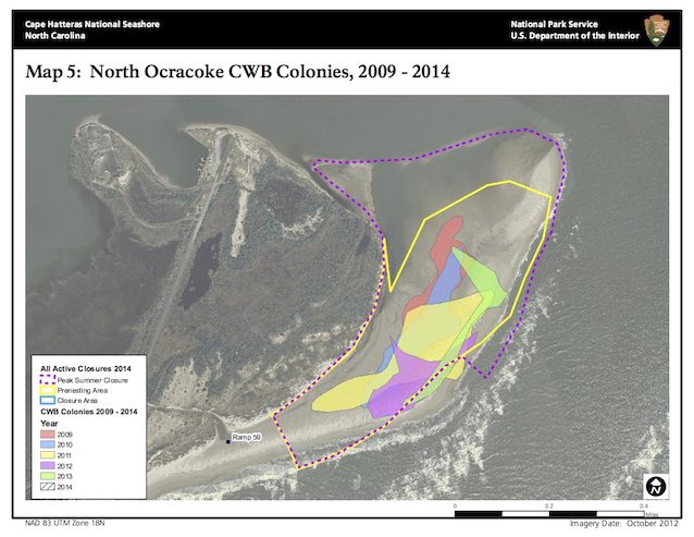 Map 5: North Ocracoke CWB Colonies, 2009 - 2014 Map 5: North Ocracoke CWB Colonies, 2009 - 2014