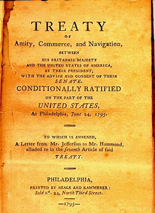 The printed first page of the Jay Treaty.