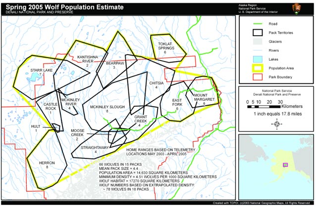 flat map with numerous polygons drawn on it indicating overlaps between pack territories