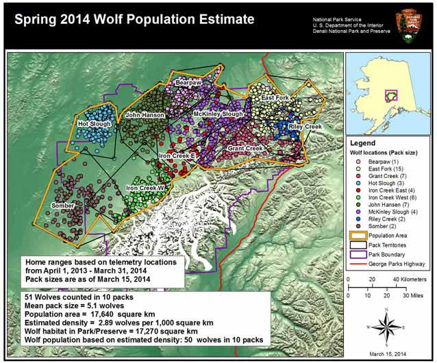 colorful map of wolf pack territories