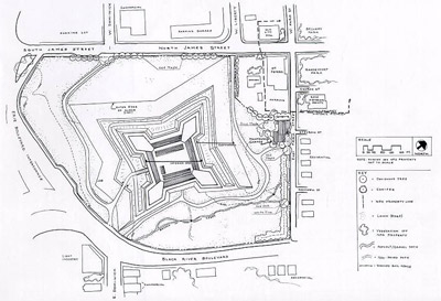 A site plan shows the arrangement of features in the cultural landscape.