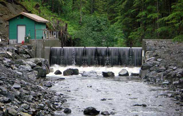 a small dam across a creek