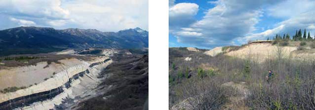 two images of large pits in the ground seen from above