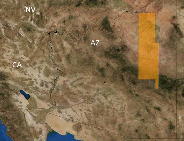 Map of counties in Arizona where Peebles Navajo cactus occurs.