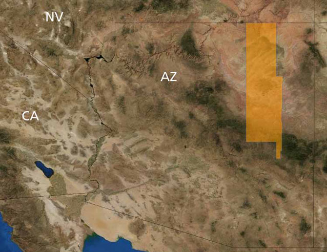 Map of counties in Arizona where Peebles Navajo cactus occurs. Map of counties in Arizona where Peebles Navajo cactus occurs.