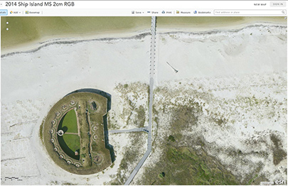 The aerial view of the Camille Cut of Ship Island. The aerial view of the Camille Cut of Ship Island.