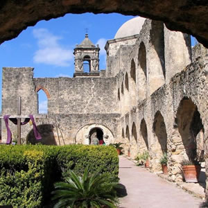A view of the courtyard at Mission San Jose.